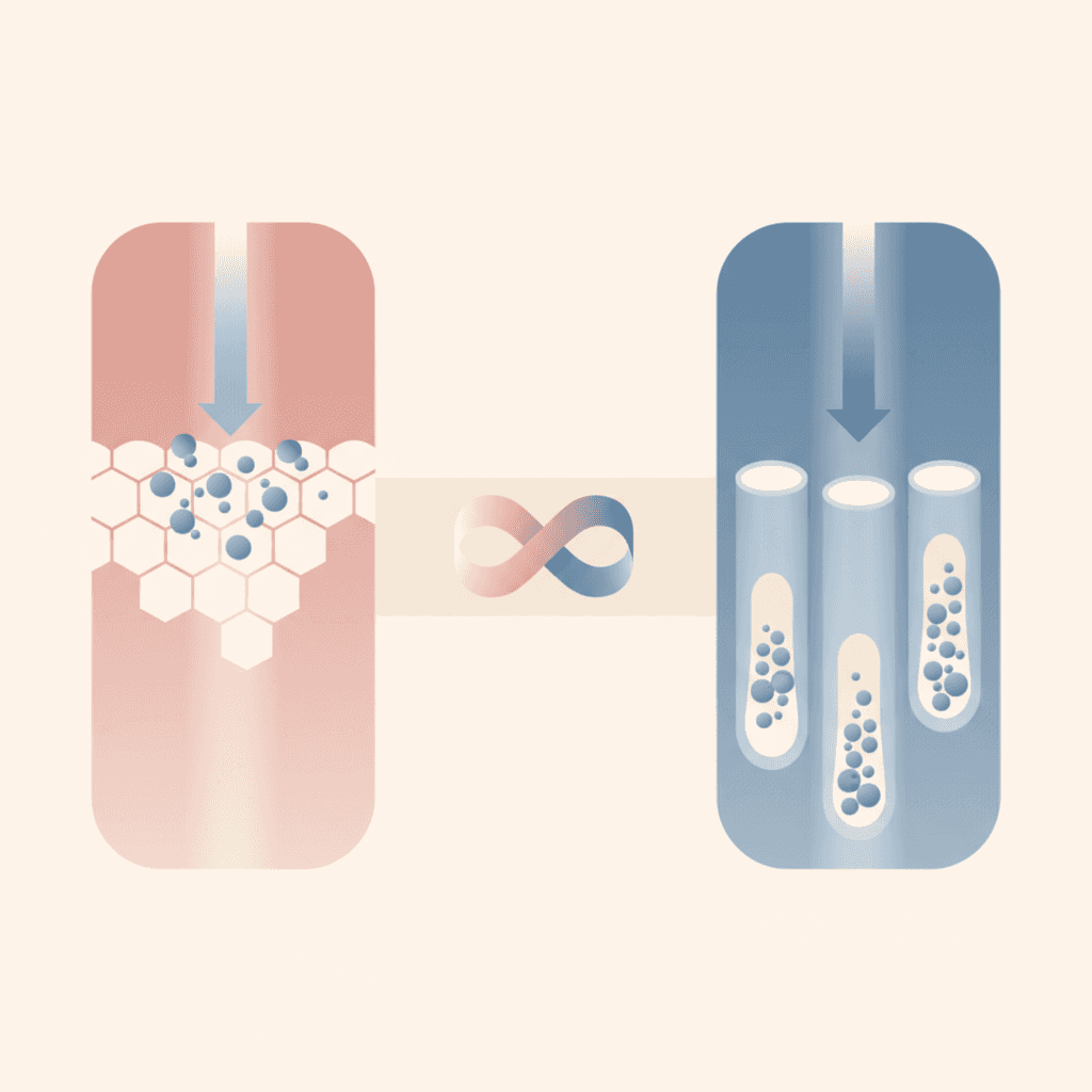 필링 — 표피형(AHA) vs 모공형(BHA) — 용해도가 타깃을 결정한다