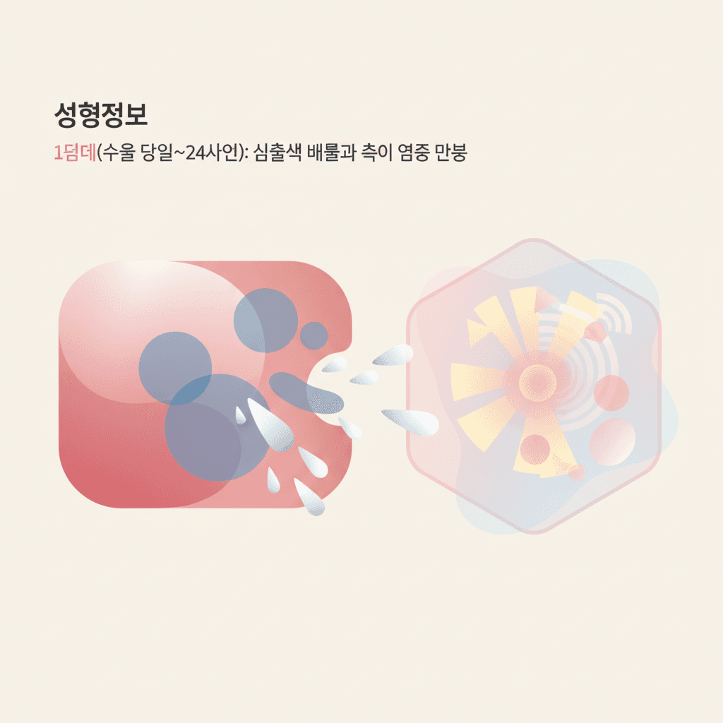 성형정보 — 1단계(수술 당일~24시간): 삼출액 배출과 초기 염증 반응